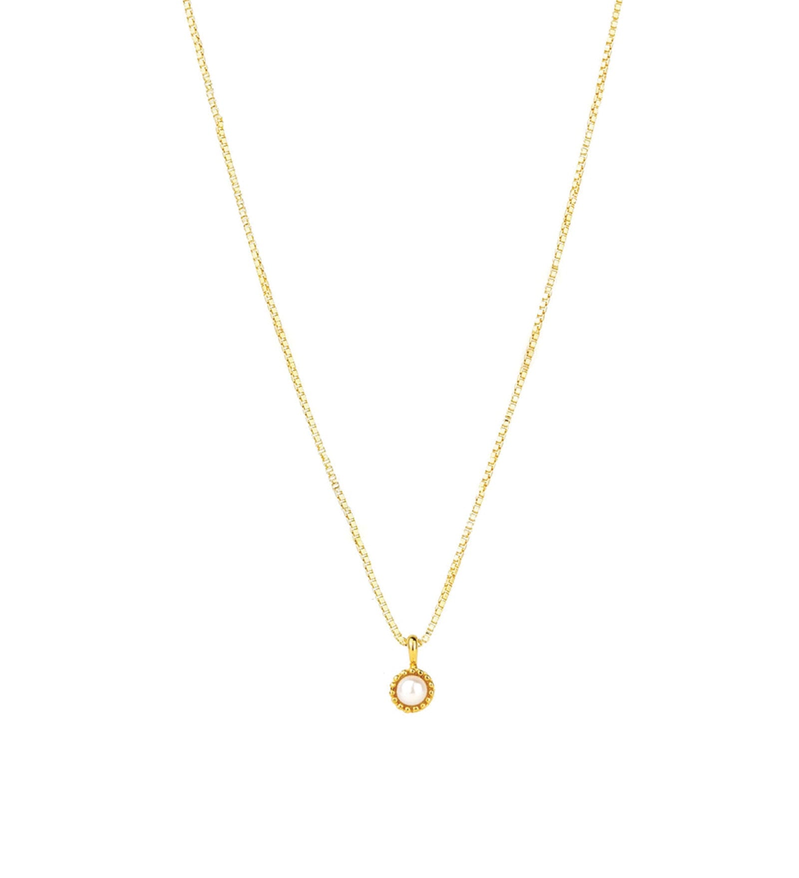 Tashi-Pearl Milgrain Necklace-Necklaces-14k Gold Vermeil, White Pearl-Blue Ruby Jewellery-Vancouver Canada