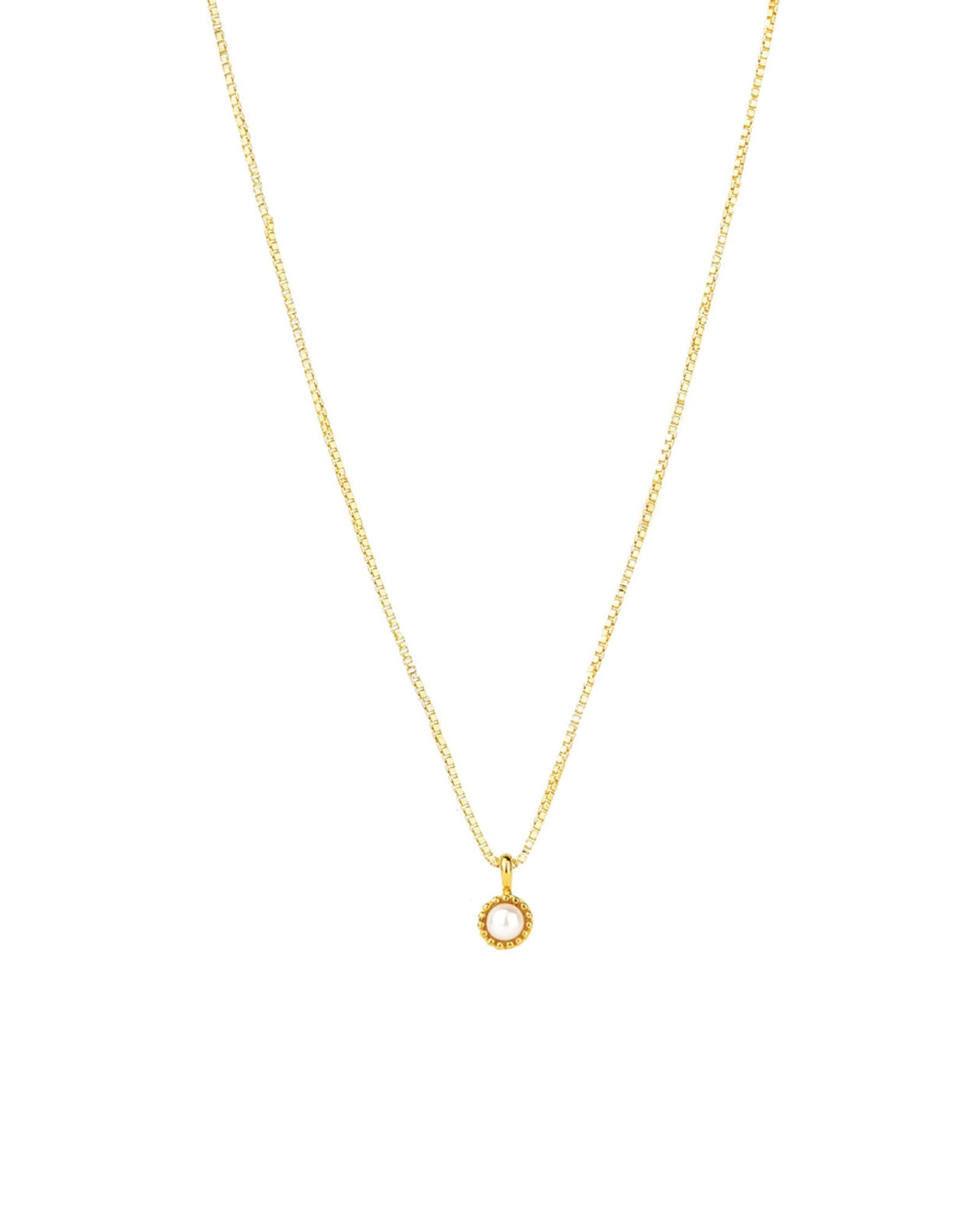 Tashi-Pearl Milgrain Necklace-Necklaces-14k Gold Vermeil, White Pearl-Blue Ruby Jewellery-Vancouver Canada