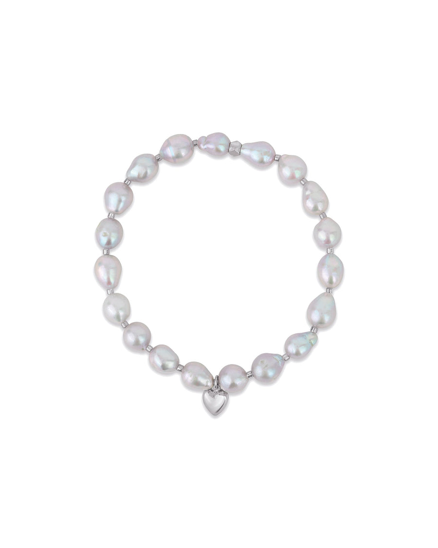 Cause We Care-Pearl Mizuki Heart Drop Bracelet | 6mm-Bracelets-Sterling Silver-Blue Ruby Jewellery-Vancouver Canada