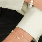 Poppy Rose-Pearl Station Bracelet-Bracelets-Sterling Silver, Freshwater Pearl-Blue Ruby Jewellery-Vancouver Canada