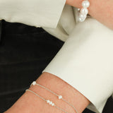Poppy Rose-Pearl Station Bracelet-Bracelets-Sterling Silver, Freshwater Pearl-Blue Ruby Jewellery-Vancouver Canada