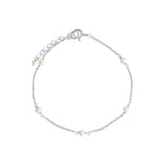 Poppy Rose-Pearl Station Bracelet-Bracelets-Sterling Silver, Freshwater Pearl-Blue Ruby Jewellery-Vancouver Canada