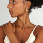 Poppy Rose-Pearl Station Necklace-Necklaces-14k Gold-fill, Freshwater Pearl-Blue Ruby Jewellery-Vancouver Canada