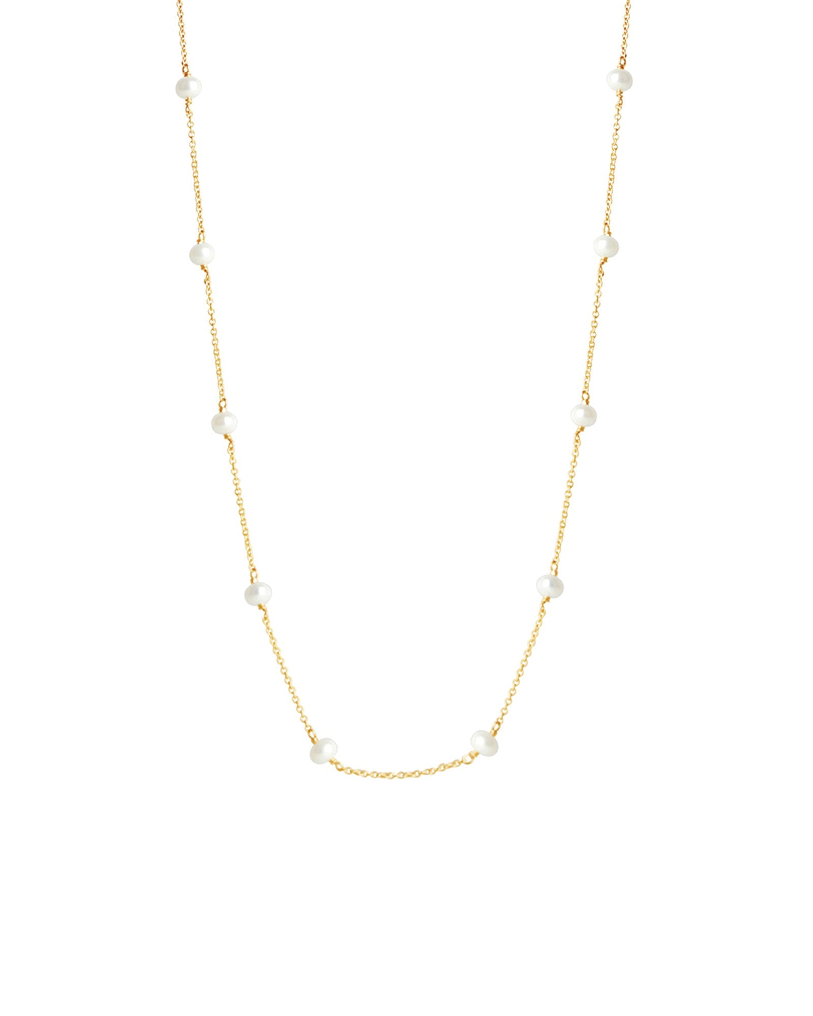 Poppy Rose-Pearl Station Necklace-Necklaces-14k Gold-fill, Freshwater Pearl-Blue Ruby Jewellery-Vancouver Canada