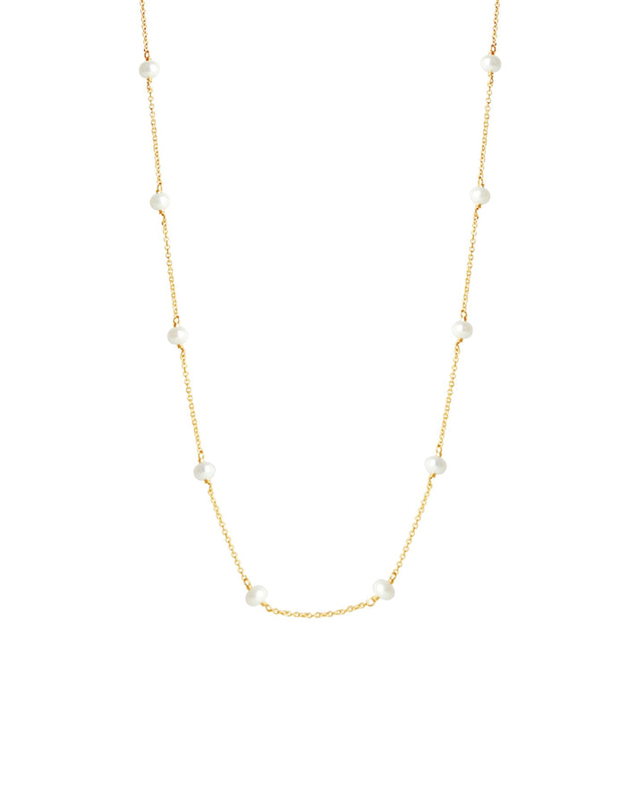 Poppy Rose-Pearl Station Necklace-Necklaces-14k Gold-fill, Freshwater Pearl-Blue Ruby Jewellery-Vancouver Canada