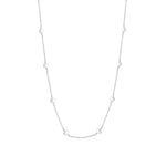 Poppy Rose-Pearl Station Necklace-Necklaces-Sterling Silver, Freshwater Pearl-Blue Ruby Jewellery-Vancouver Canada