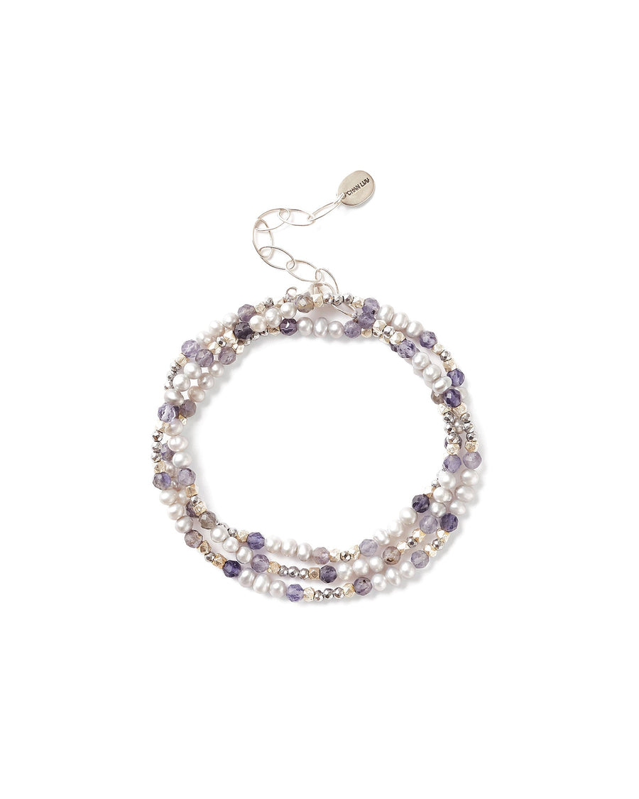 Chan Luu-Pearl Step Naked Wrap Bracelet-Bracelets-Sterling Silver-Blue Ruby Jewellery-Vancouver Canada
