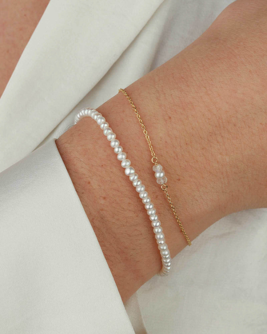Poppy Rose-Pearl Strand Bracelet-Bracelets-14k Gold-fill, Freshwater Pearl-Blue Ruby Jewellery-Vancouver Canada
