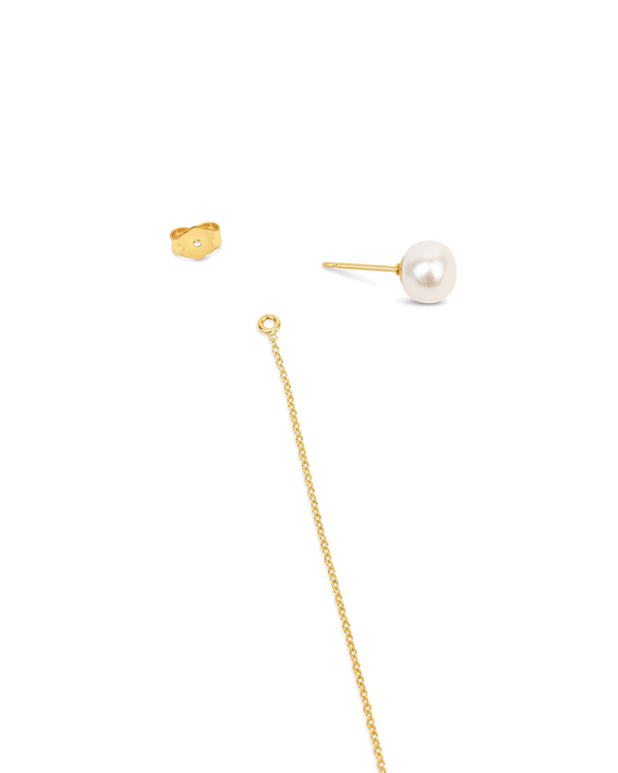 Poppy Rose-Pearl Stud Threaders-Earrings-14k Gold-fill, Freshwater Pearl-Blue Ruby Jewellery-Vancouver Canada