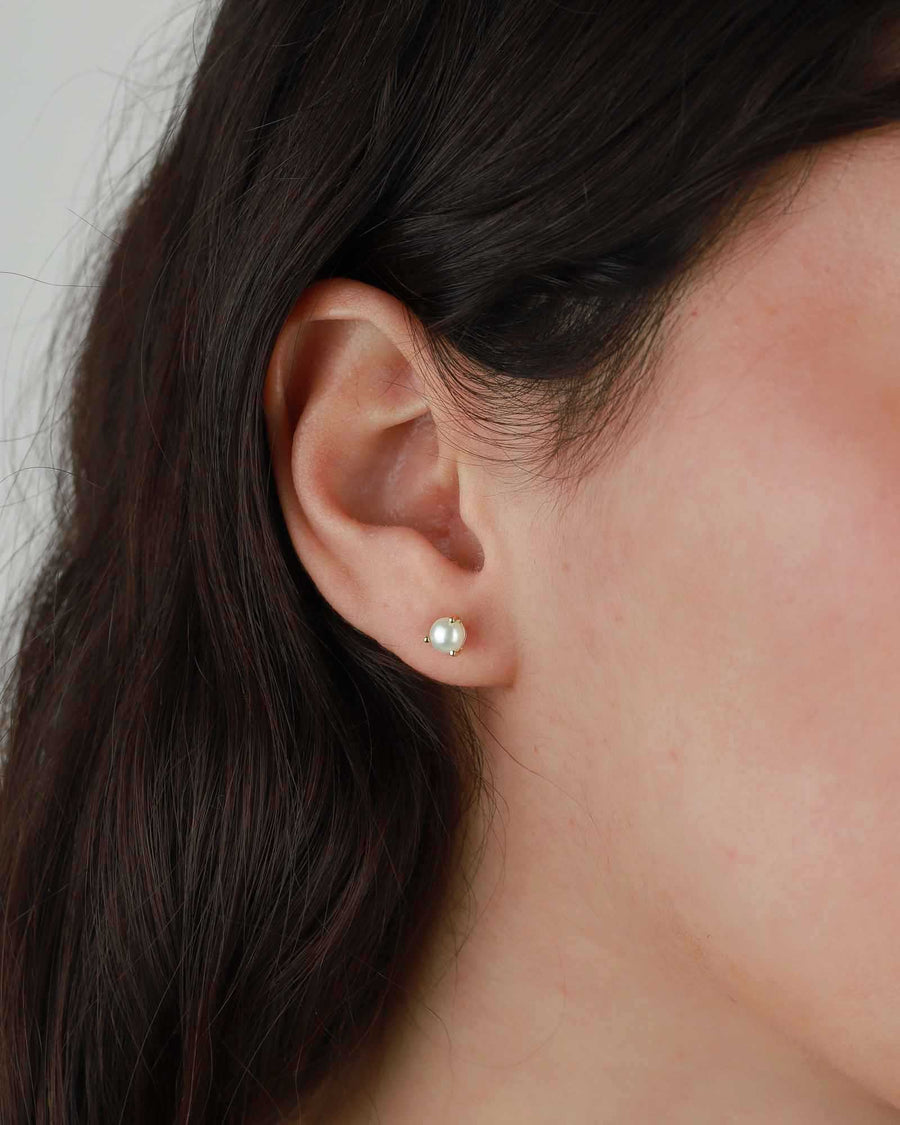 Tashi-Pearl Studs I 4mm-Earrings-14k Gold Vermeil, Freshwater Pearl-Blue Ruby Jewellery-Vancouver Canada