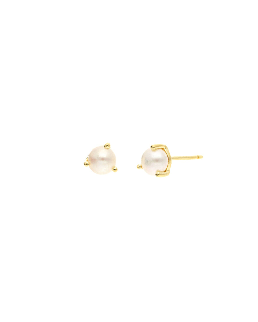 Tashi-Pearl Studs I 4mm-Earrings-14k Gold Vermeil, Freshwater Pearl-Blue Ruby Jewellery-Vancouver Canada