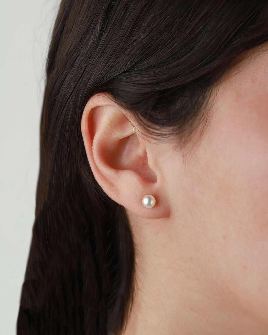 Tashi-Pearl Studs I 5mm-Earrings-Sterling Silver, Freshwater Pearl-Blue Ruby Jewellery-Vancouver Canada
