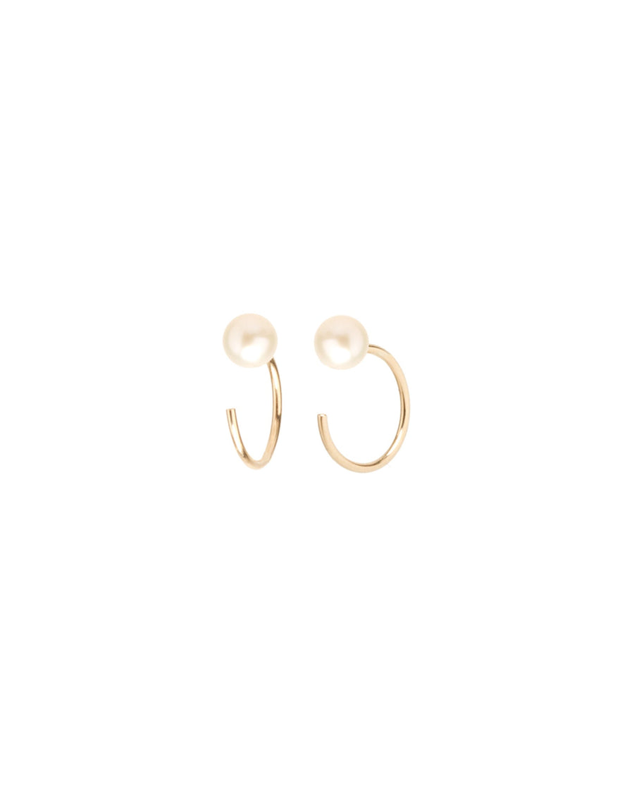 Zoe Chicco-Pearl Three Quarter Hoops-Earrings-14k Yellow Gold, Freshwater Pearl-Blue Ruby Jewellery-Vancouver Canada