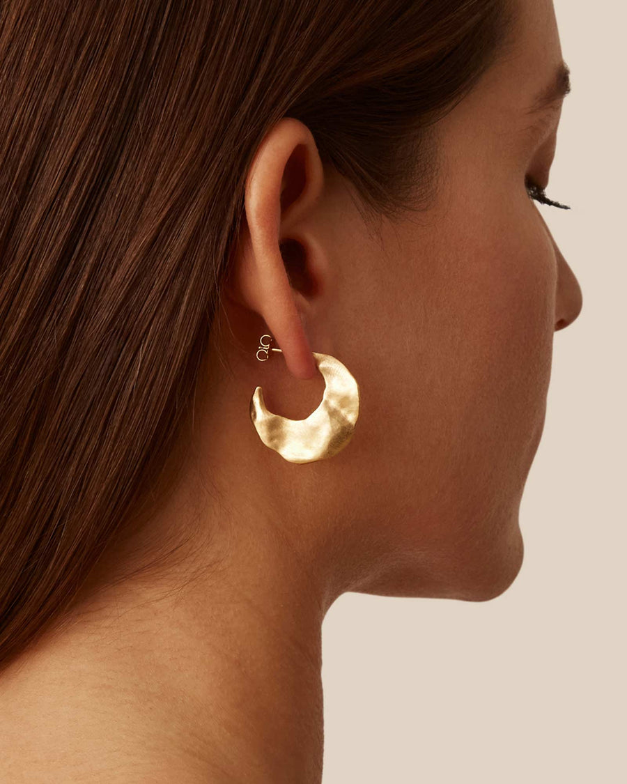 Chan Luu-Petite Crescent Wave Earrings-Earrings-18k Gold Vermeil-Blue Ruby Jewellery-Vancouver Canada