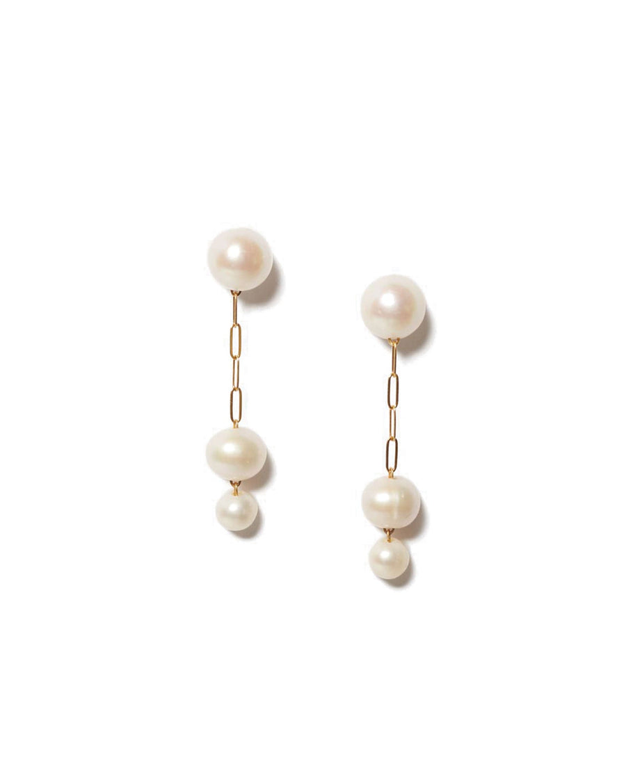 Chan Luu-Pheobe Tiered Drop Earrings-Earrings-18k Gold Vermeil, White Pearl-Blue Ruby Jewellery-Vancouver Canada