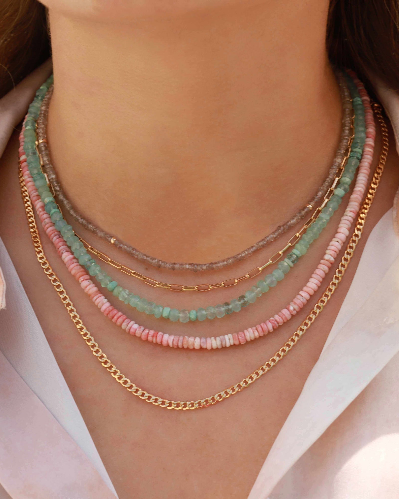 Gem Jar-Pink Opal Stone Necklace-Necklaces-14k Gold Filled, Pink Opal-Blue Ruby Jewellery-Vancouver Canada
