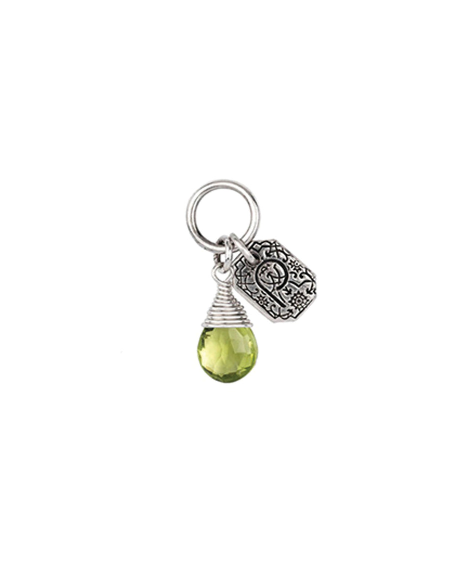 Pyrrha-Positivity Signature Attraction Charm-Necklaces-Sterling Silver, Peridot-Blue Ruby Jewellery-Vancouver Canada