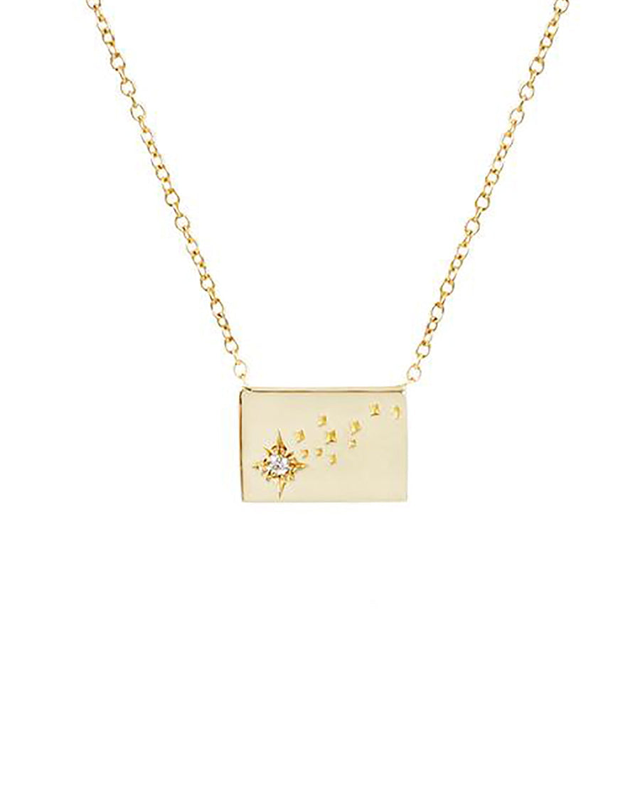 Aili-Postcard Charm Necklace-Necklaces-14k Yellow Gold, Diamond, Shooting Star-Blue Ruby Jewellery-Vancouver Canada