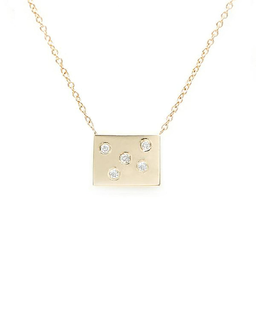 Aili-Postcard Charm Necklace-Necklaces-14k Yellow Gold, Diamond, Stars-Blue Ruby Jewellery-Vancouver Canada