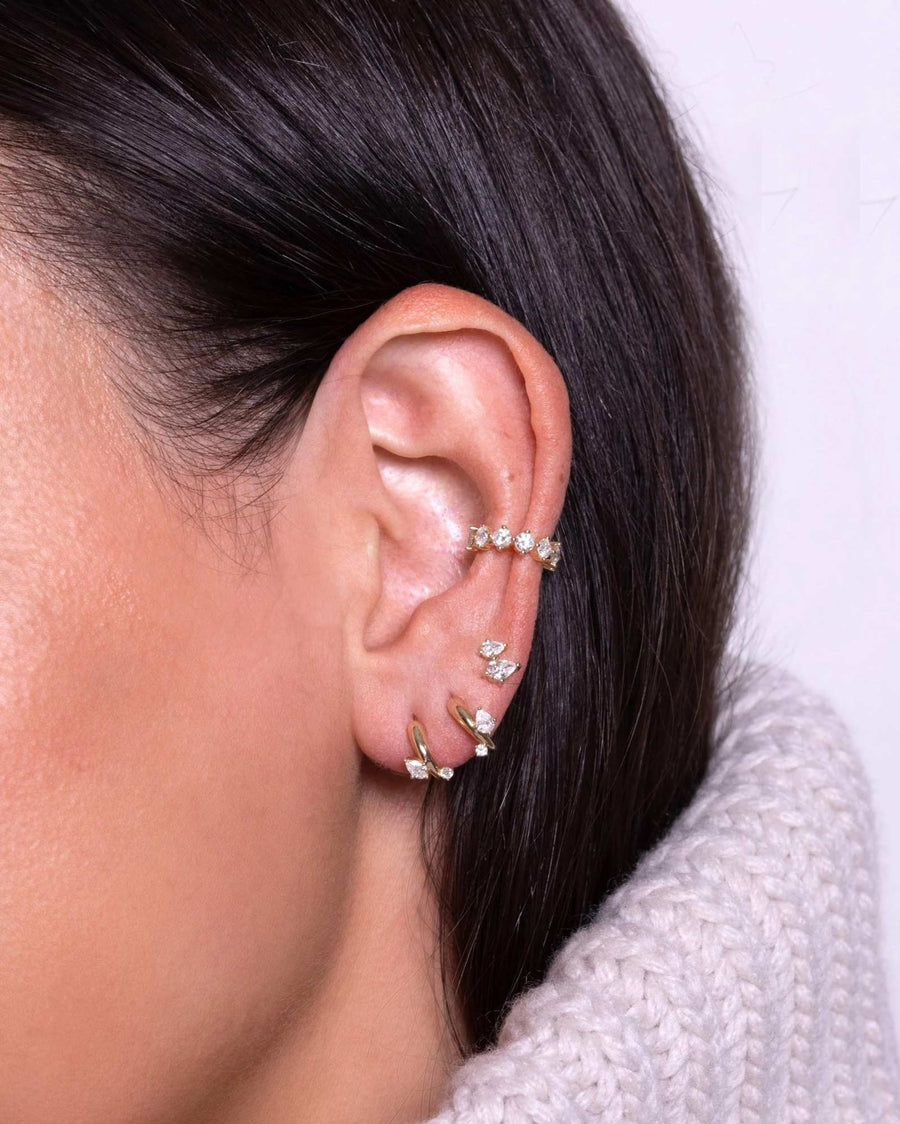 Adina Reyter-Premier Amigos Diamond J Hoops-Earrings-14k Yellow Gold, Diamond-Blue Ruby Jewellery-Vancouver Canada