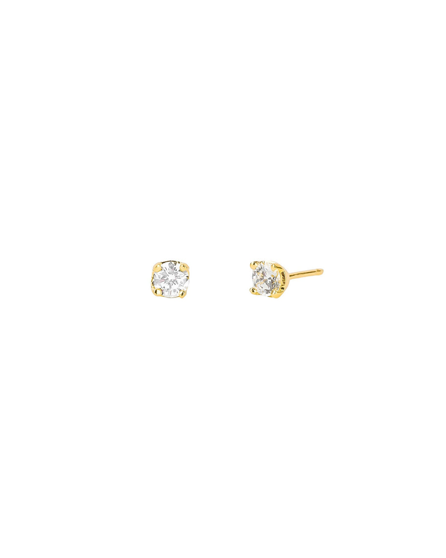Tashi-Prong 3mm CZ Stud-Earrings-14k Gold Vermeil, Cubic Zirconia-Blue Ruby Jewellery-Vancouver Canada