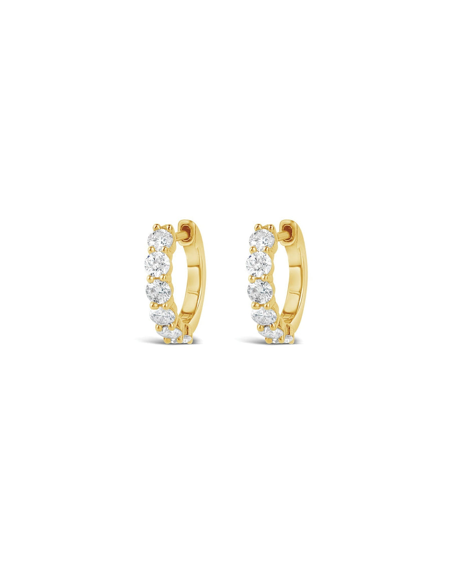 Prong Diamond Huggies-Earrings-Goldhive-14k Yellow Gold-Blue Ruby Jewellery-Vancouver-Canada