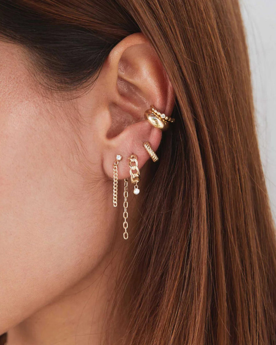 Zoe Chicco-Prong Diamond Mixed Chain Double Drop Earrings-Earrings-14k Yellow Gold, Diamond-Blue Ruby Jewellery-Vancouver Canada