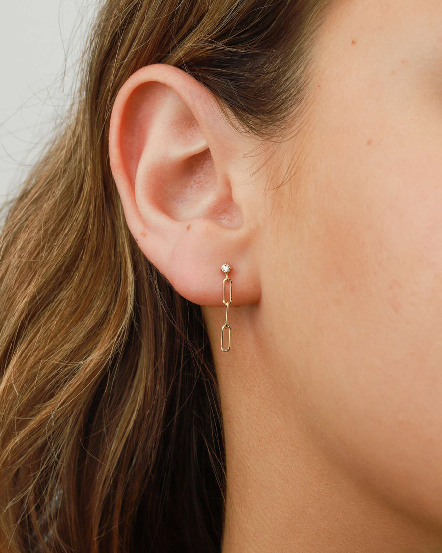 Zoe Chicco-Prong Diamond + Paperclip Chain Drop Earrings-Earrings-14k Yellow Gold, Diamond-Blue Ruby Jewellery-Vancouver Canada