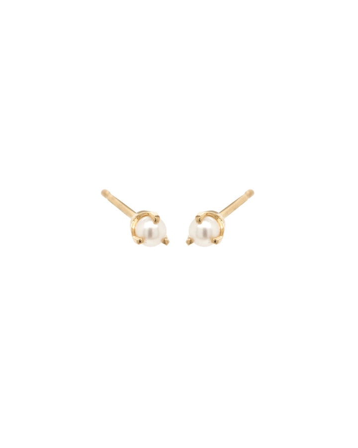 Zoe Chicco-Prong Set Pearl Studs | 2mm-Earrings-14k Yellow Gold, Freshwater Pearl-Blue Ruby Jewellery-Vancouver Canada