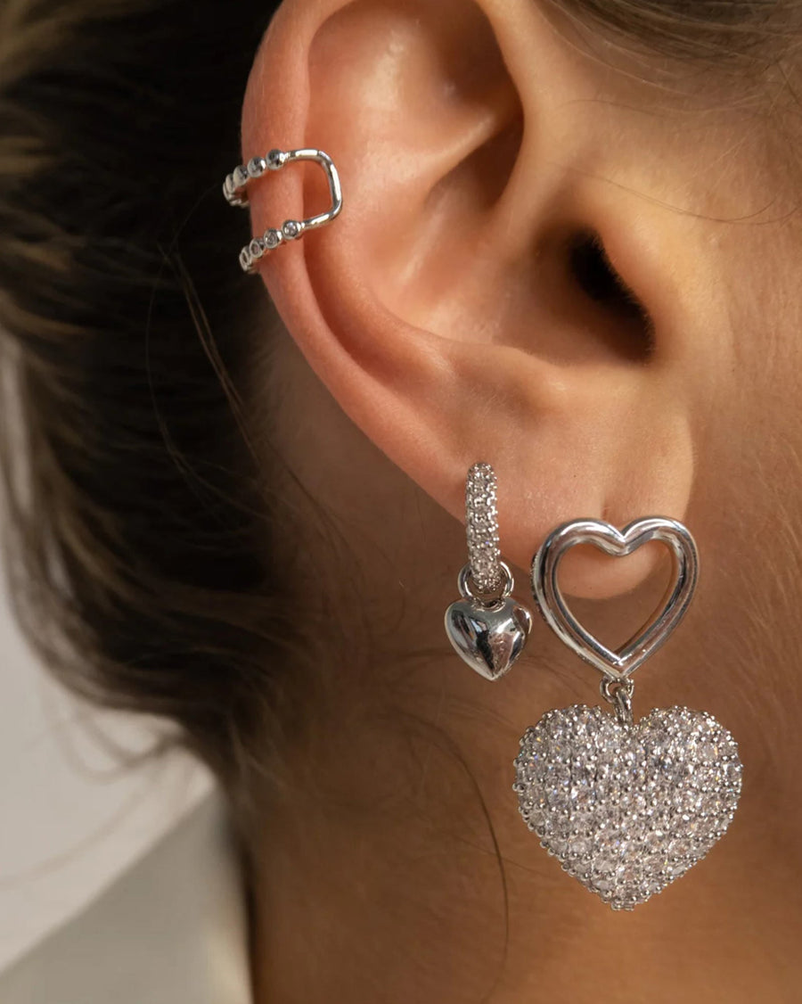 Luv AJ-Puffy Heart Huggies-Earrings-Sterling Silver, Cubic Zirconia-Blue Ruby Jewellery-Vancouver Canada