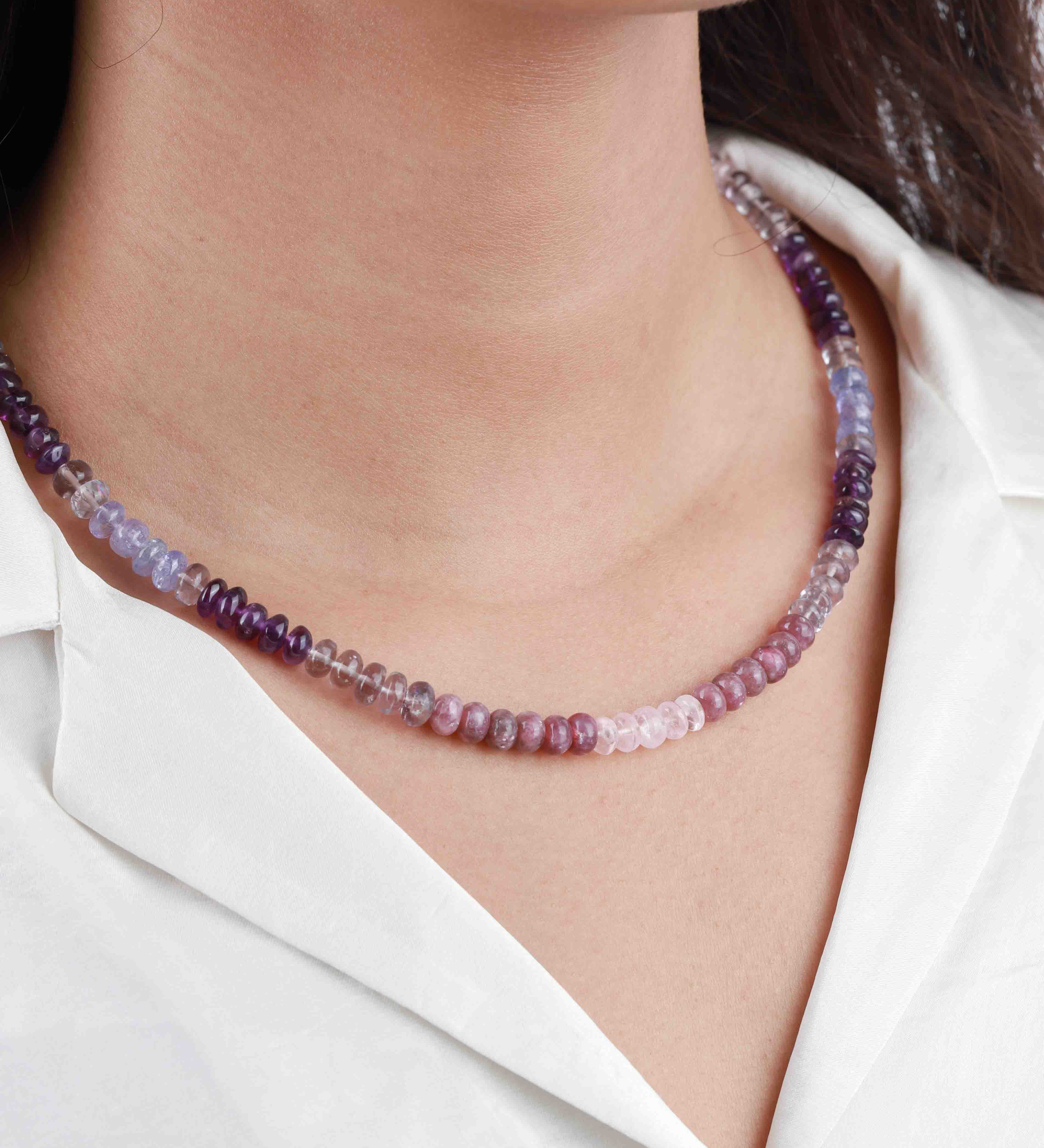 Gem Jar-Purple + Pink Stone Necklace-Necklaces-14k Gold Filled, Morganite-Blue Ruby Jewellery-Vancouver Canada
