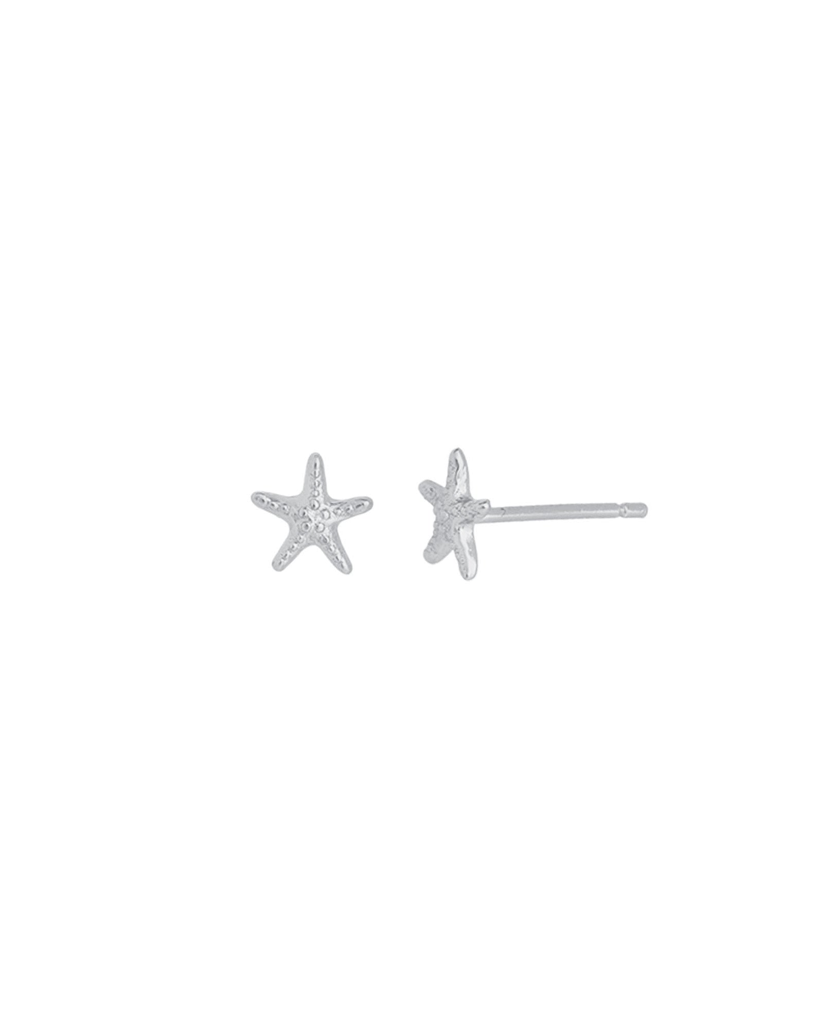 Quiet Icon-Starfish Stud-Earrings-Rhodium Plated Sterling Silver-Blue Ruby Jewellery-Vancouver Canada