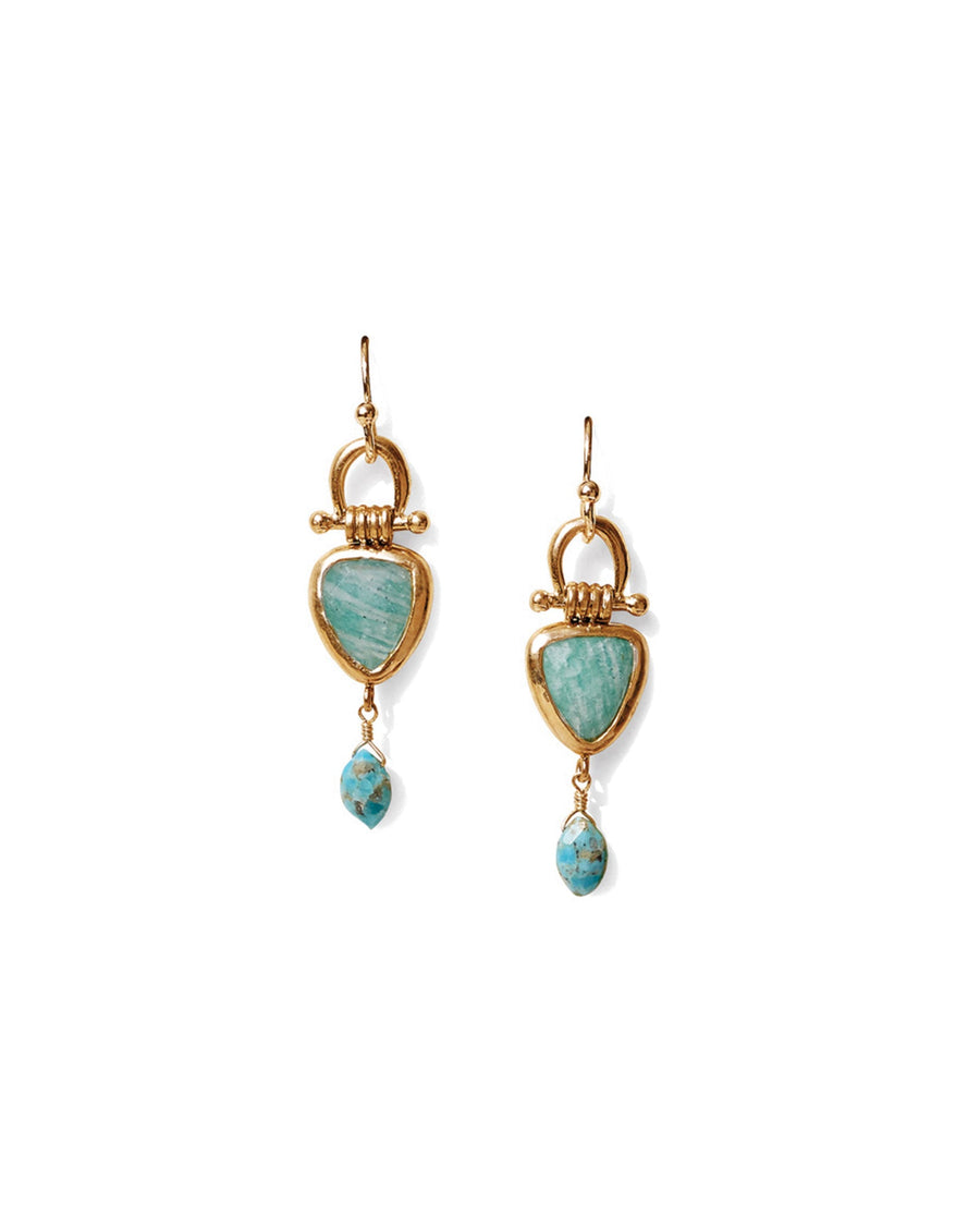 Chan Luu-Rahel Drop Earrings-Earrings-18k Gold Vermeil, Amazonite and Turquoise-Blue Ruby Jewellery-Vancouver Canada