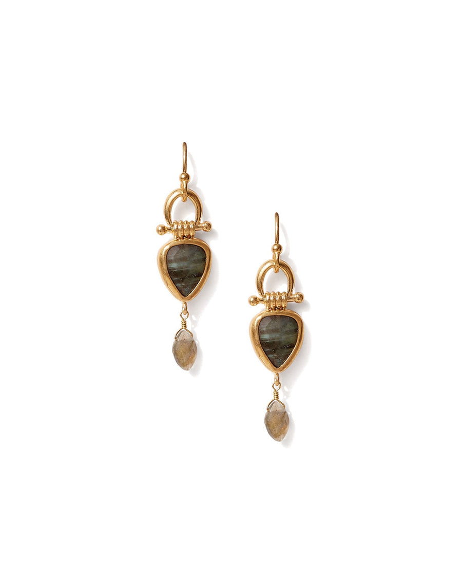 Chan Luu-Rahel Drop Earrings-Earrings-18k Gold Vermeil, Labradorite-Blue Ruby Jewellery-Vancouver Canada