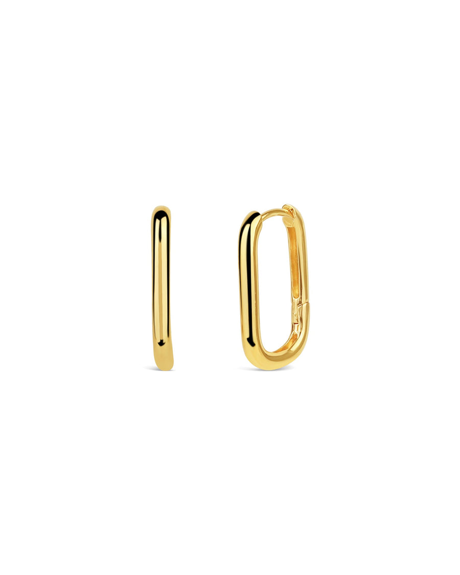Tashi-Rectangle Huggies-Earrings-14k Gold Vermeil-Blue Ruby Jewellery-Vancouver Canada
