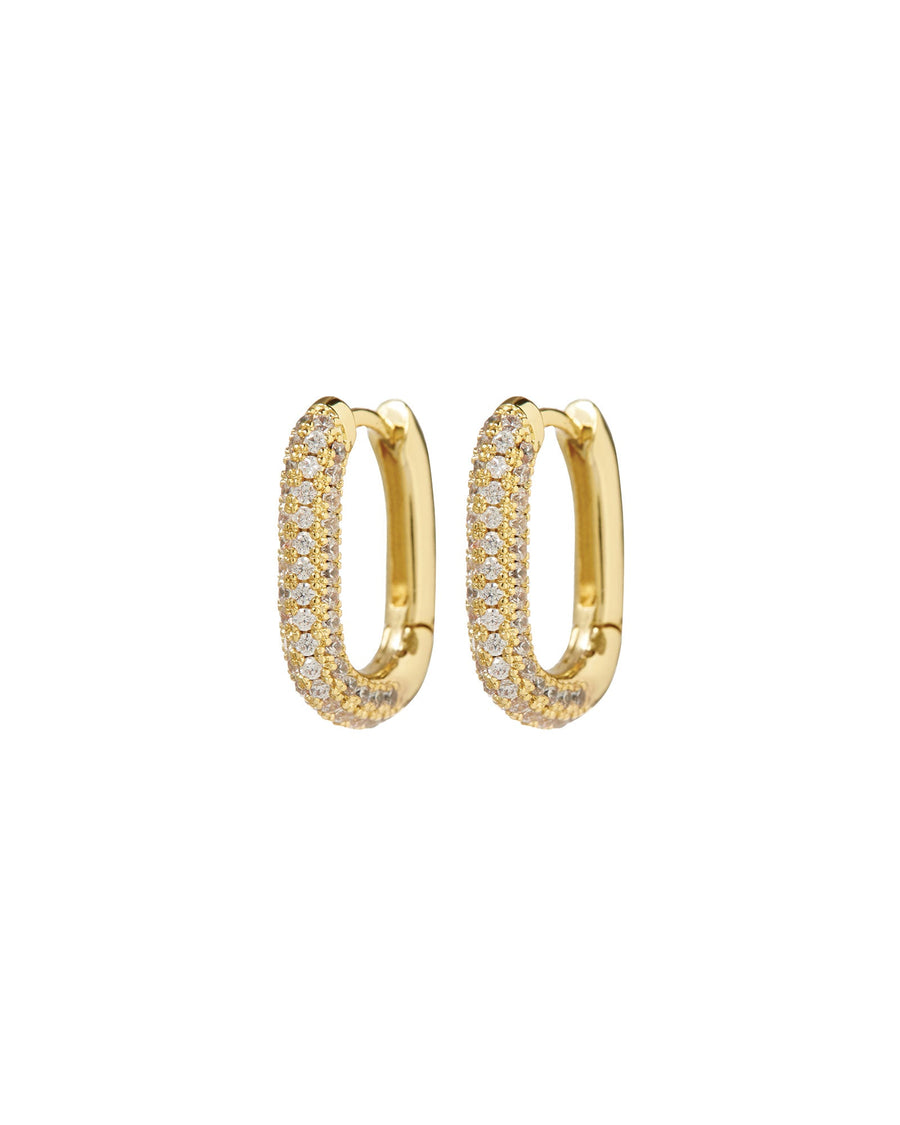 Luv AJ-Rectangle Pave Huggies-Earrings-18k Gold Plated-Blue Ruby Jewellery-Vancouver Canada