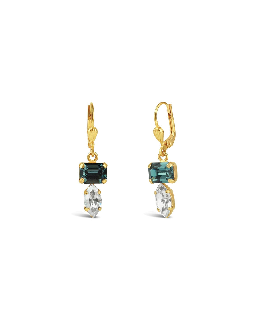 La Vie Parisienne-Rectangular Marquise Crystal Hooks-Earrings-14k Gold Plated, Indian Sapphire Crystal-Blue Ruby Jewellery-Vancouver Canada