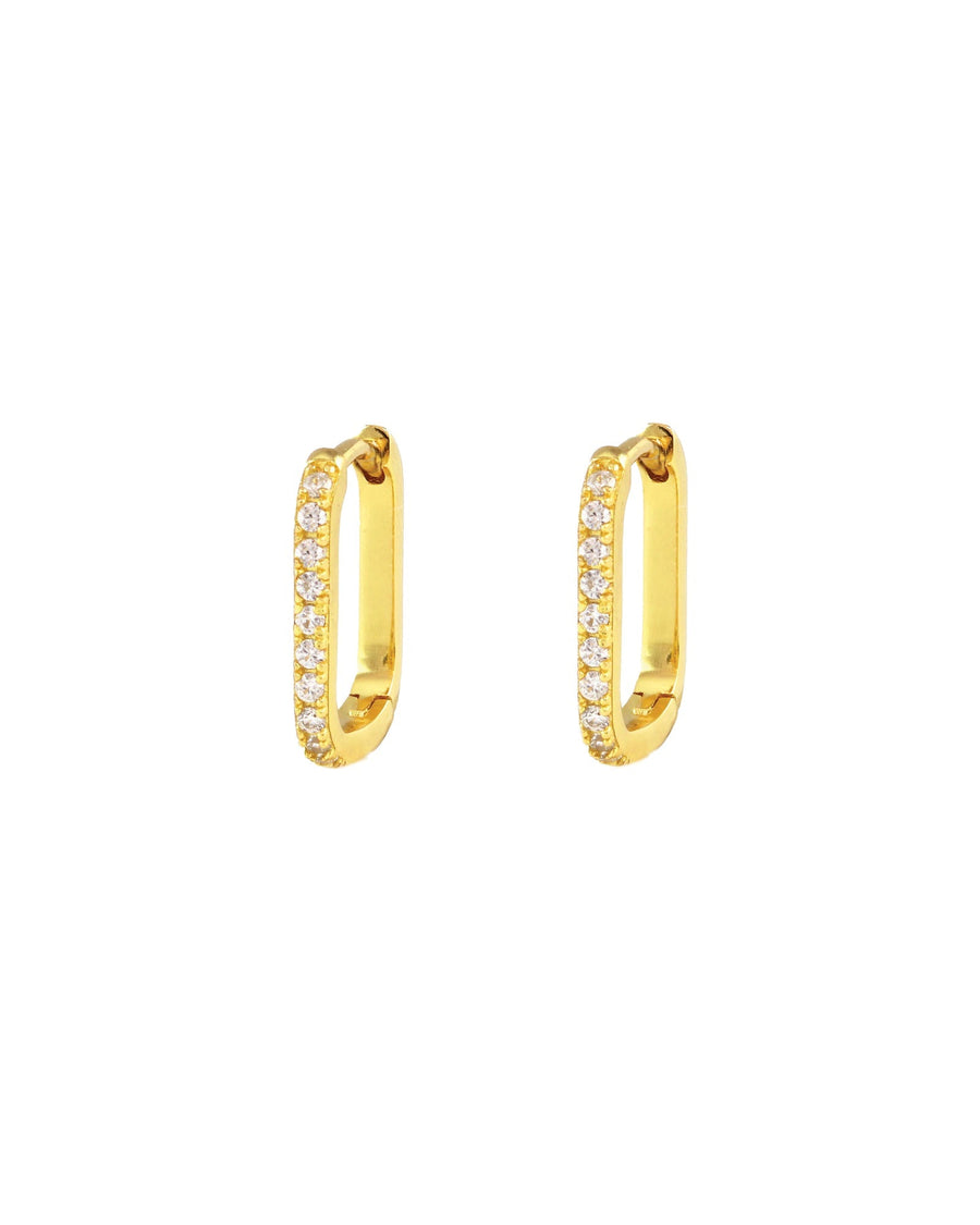 Kris Nations-Rectangular Pave Hoops-Earrings-18k Gold Vermeil, Cubic Zirconia-Blue Ruby Jewellery-Vancouver Canada