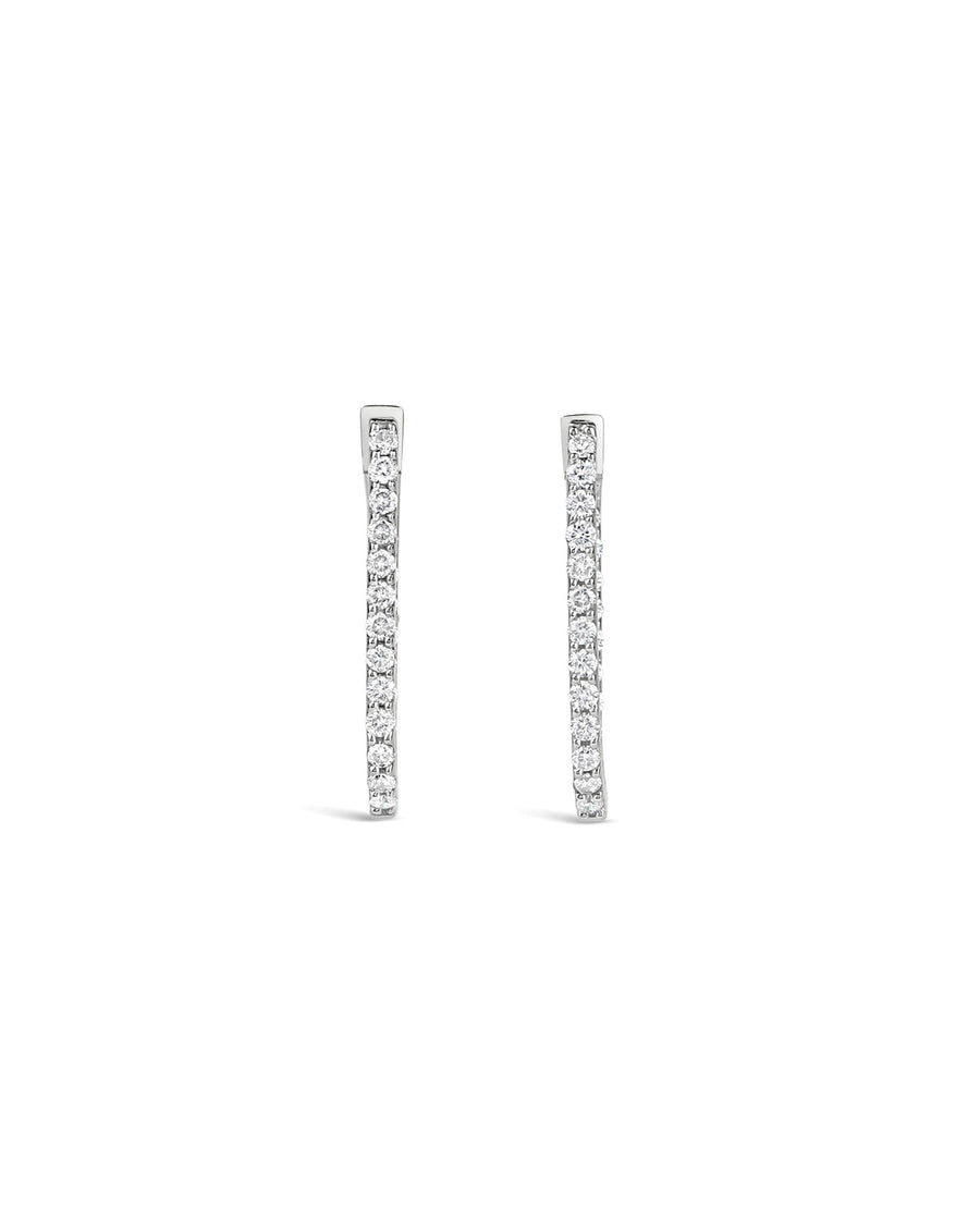 Pave Paperclip Huggies-Earrings-Goldhive-14k White Gold, Diamond-Blue Ruby Jewellery-Vancouver-Canada