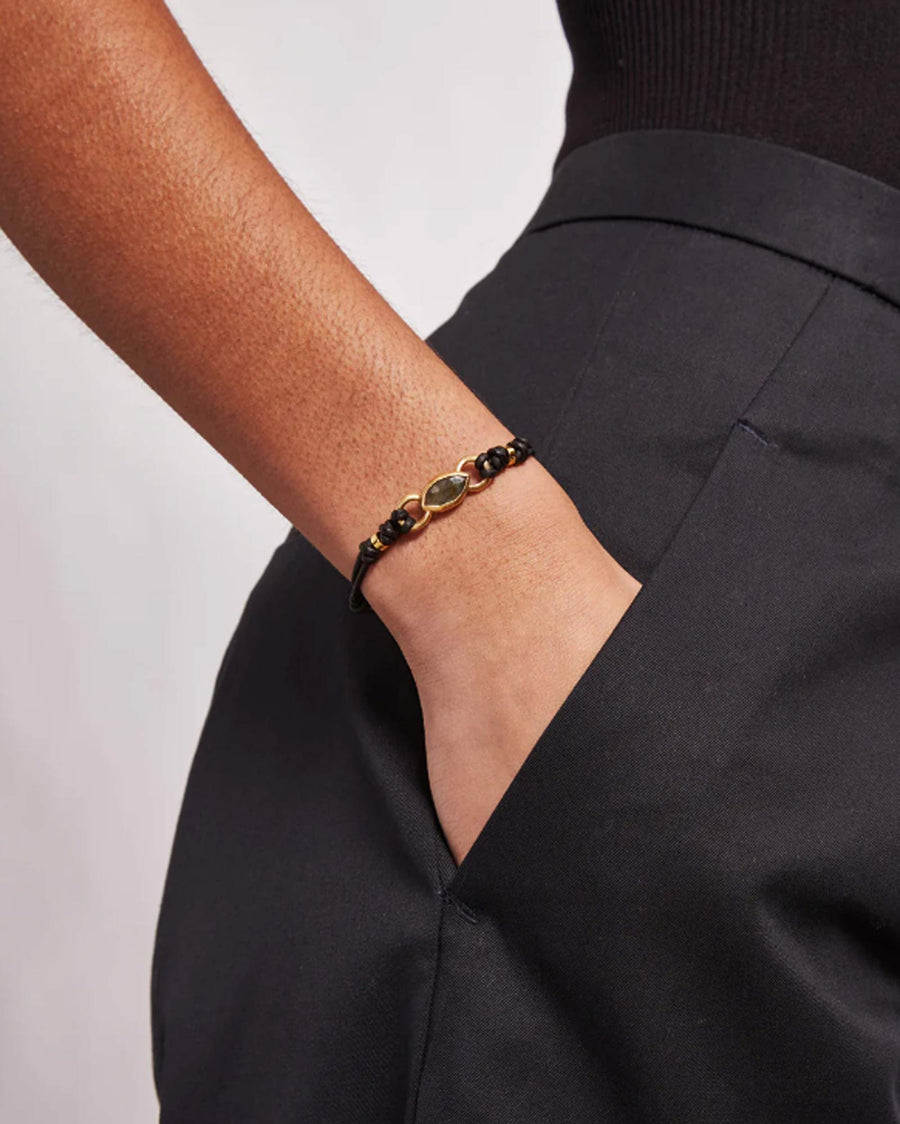 Chan Luu-Reina Single Wrap Bracelet-Bracelets-18k Gold Vermeil, Labradorite-Blue Ruby Jewellery-Vancouver Canada