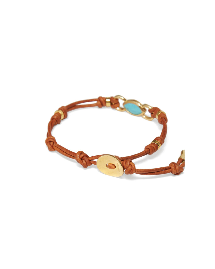 Chan Luu-Reina Single Wrap Bracelet-Bracelets-18k Gold Vermeil, Turquoise-Blue Ruby Jewellery-Vancouver Canada