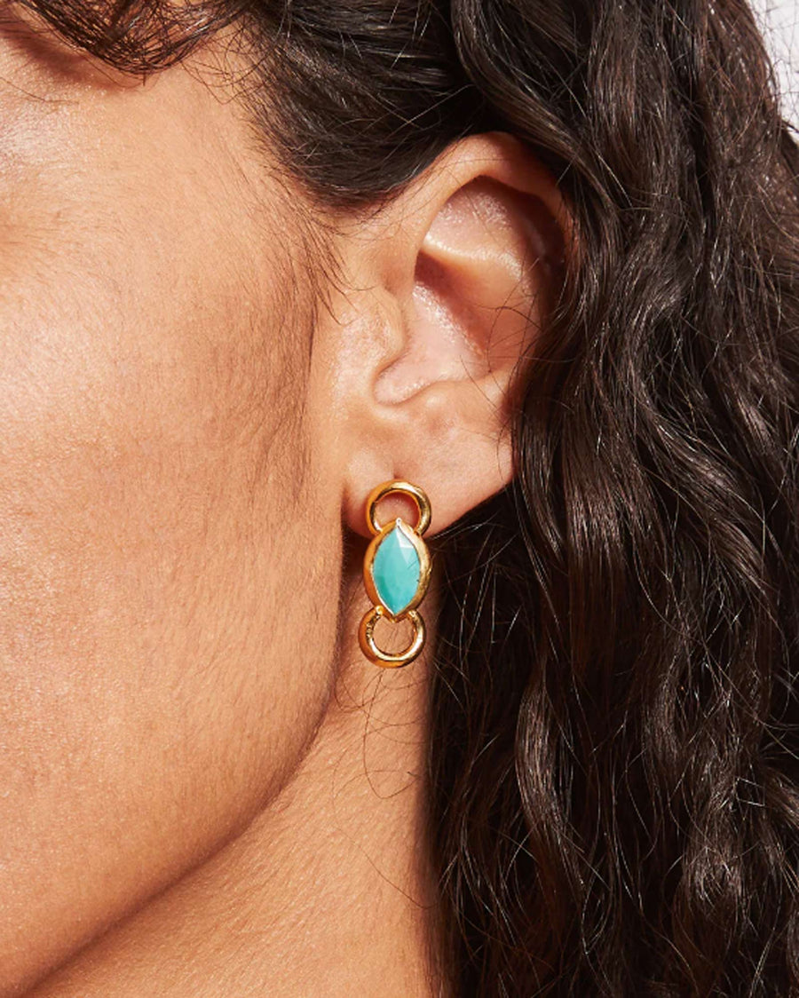 Chan Luu-Reina Studs-Earrings-18k Gold Vermeil, Turquoise-Blue Ruby Jewellery-Vancouver Canada