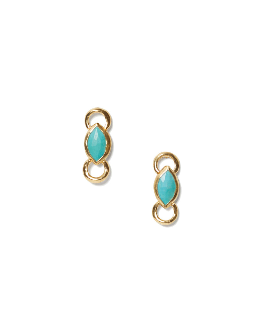 Chan Luu-Reina Studs-Earrings-18k Gold Vermeil, Turquoise-Blue Ruby Jewellery-Vancouver Canada