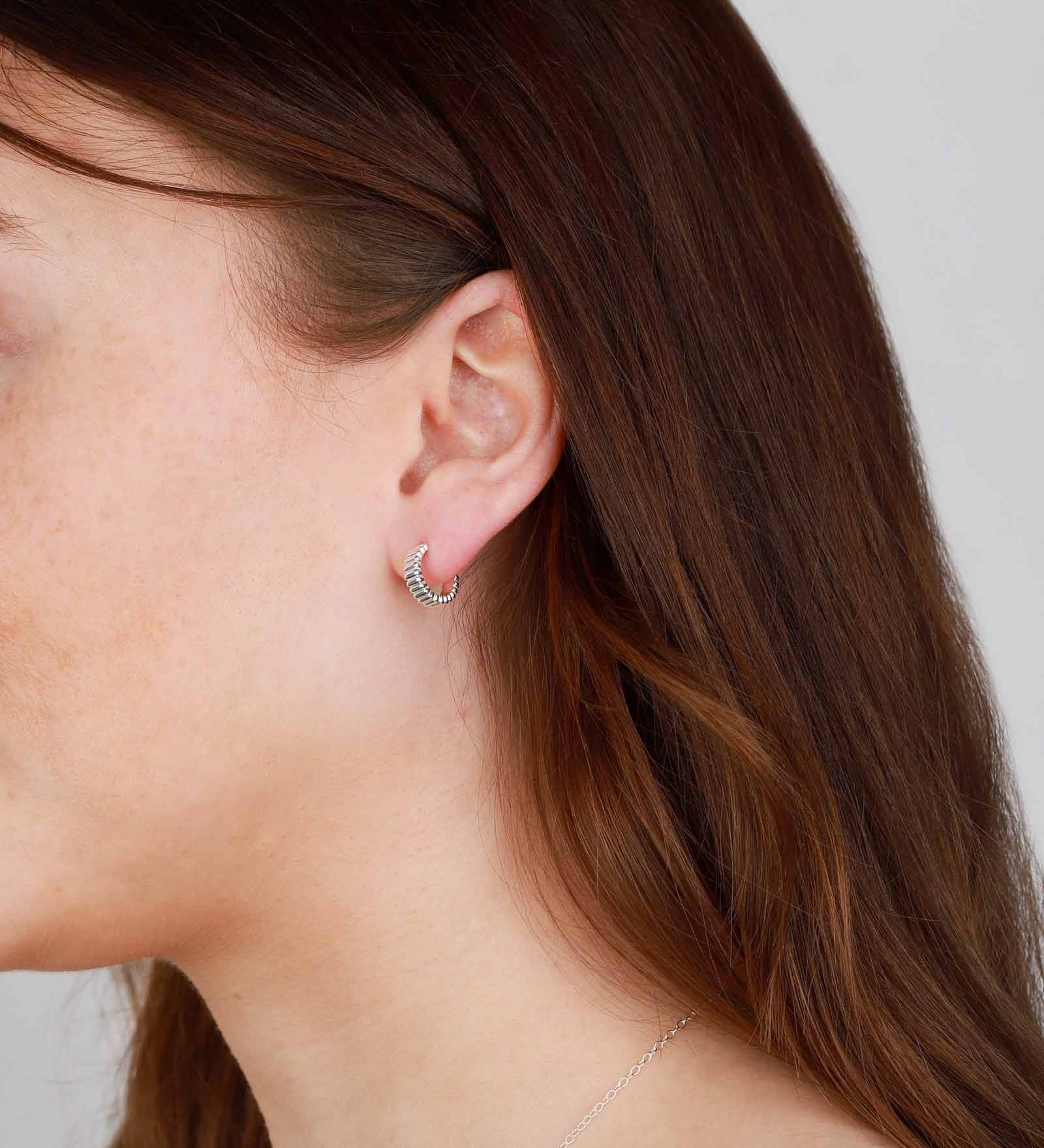 Tashi-Ridged Hoops | 10mm-Earrings-Sterling Silver-Blue Ruby Jewellery-Vancouver Canada