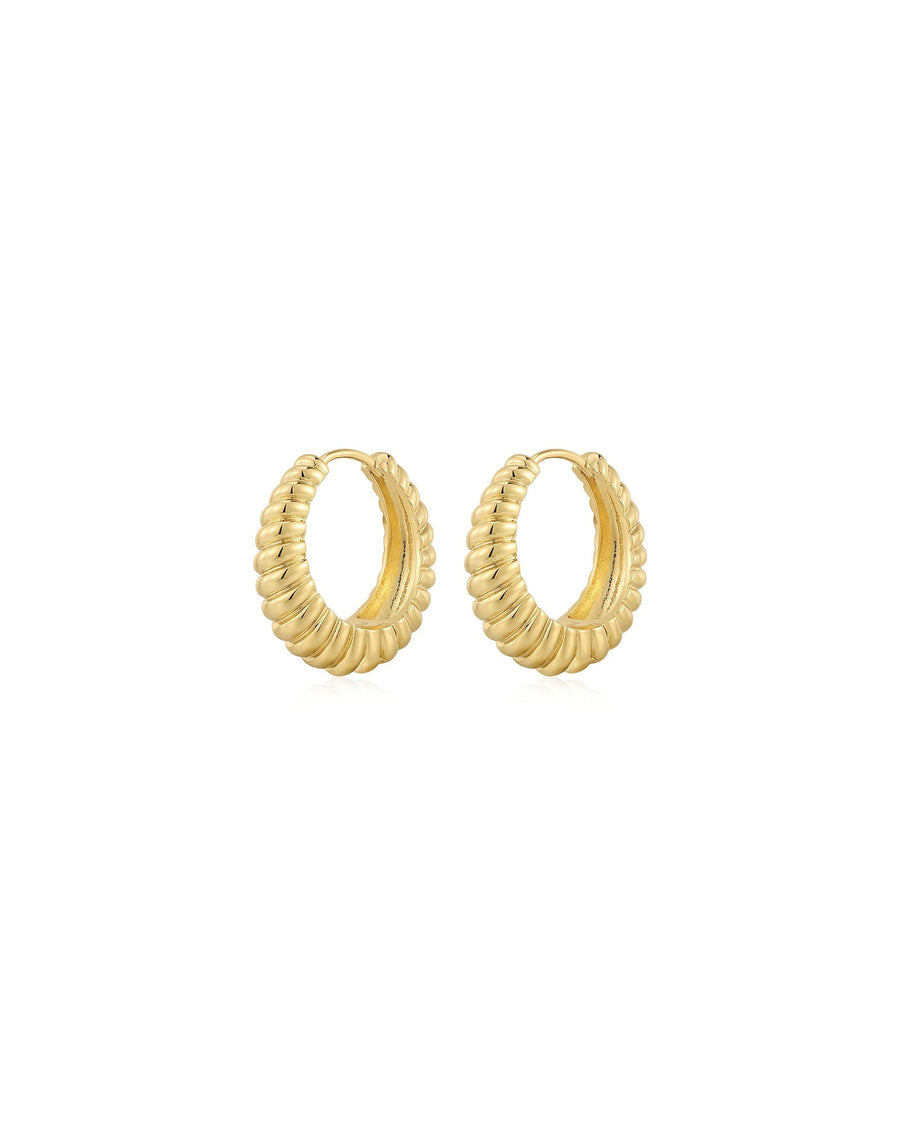 Luv AJ-Ridged Marbella Hoops-Earrings-18k Gold Plated-Blue Ruby Jewellery-Vancouver Canada