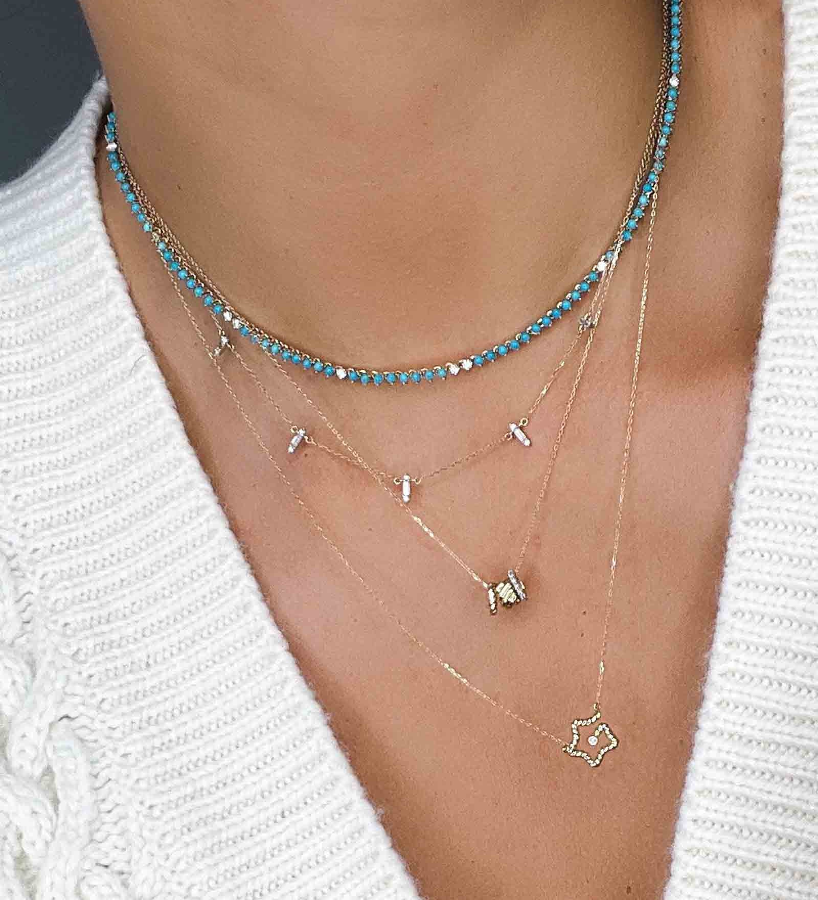 Adina Reyter-Rodeo Necklace-Necklaces-14k Yellow Gold, Diamond-Blue Ruby Jewellery-Vancouver Canada