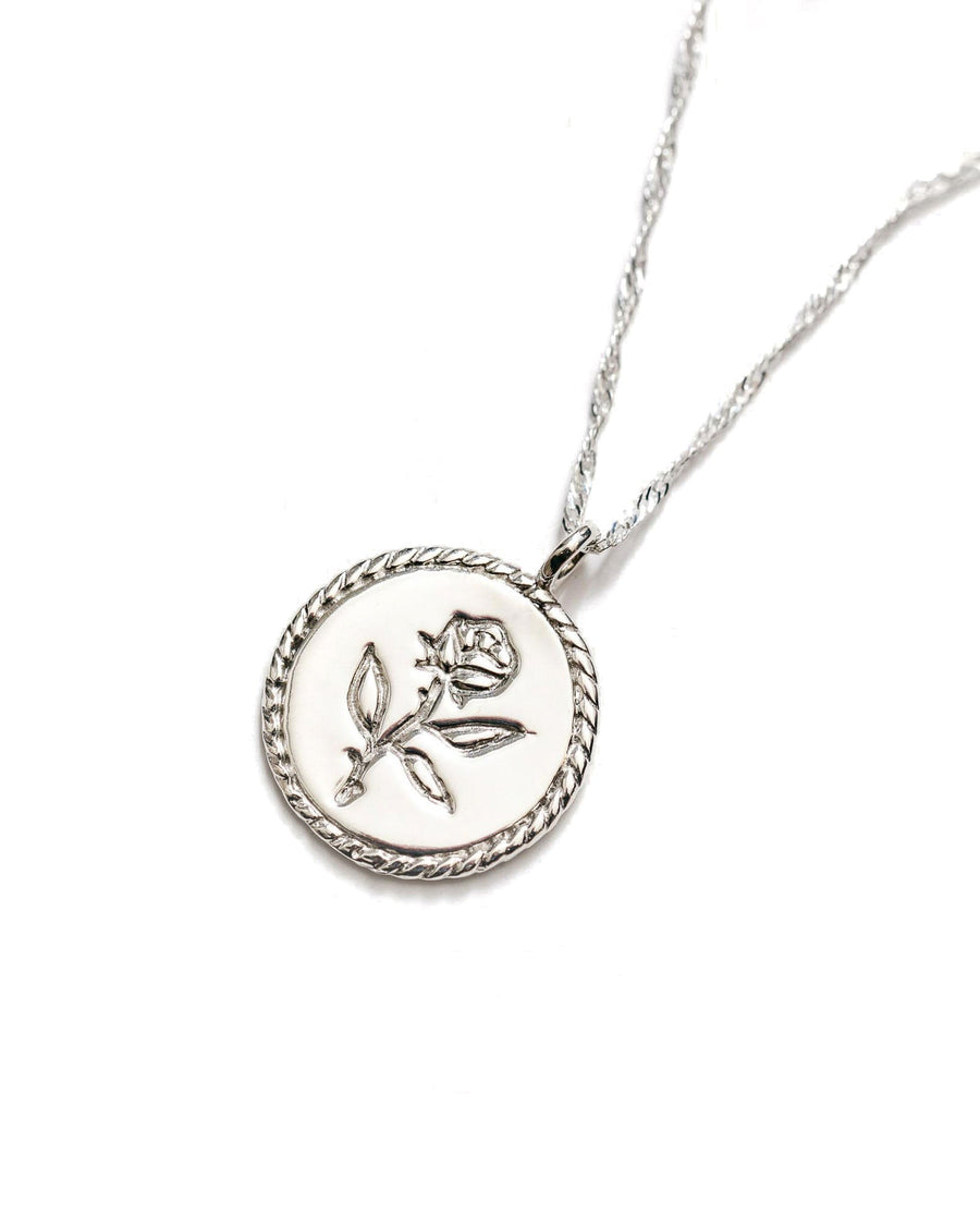 Wolf Circus-Rose Coin Necklace-Necklaces-Sterling Silver-Blue Ruby Jewellery-Vancouver Canada