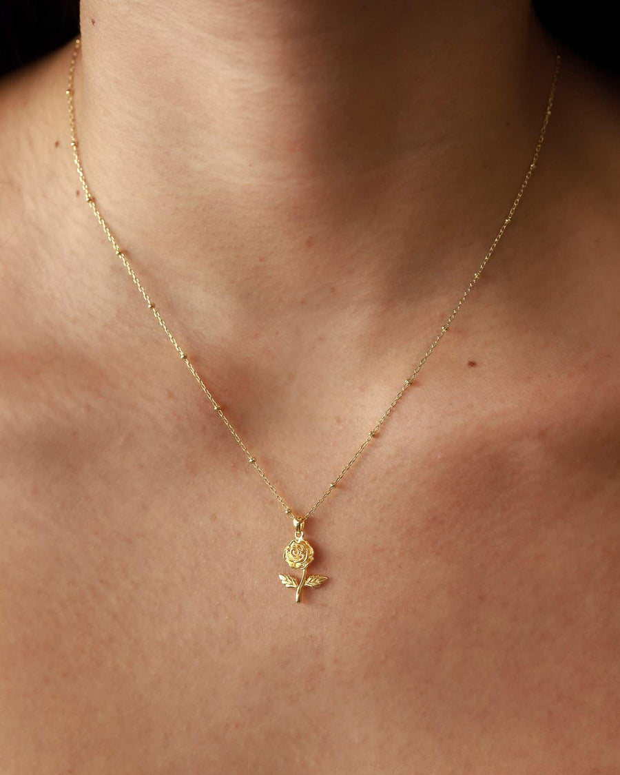 Tashi-Rose Necklace-Necklaces-14k Gold Vermeil-Flower-Blue Ruby Jewellery-Vancouver Canada