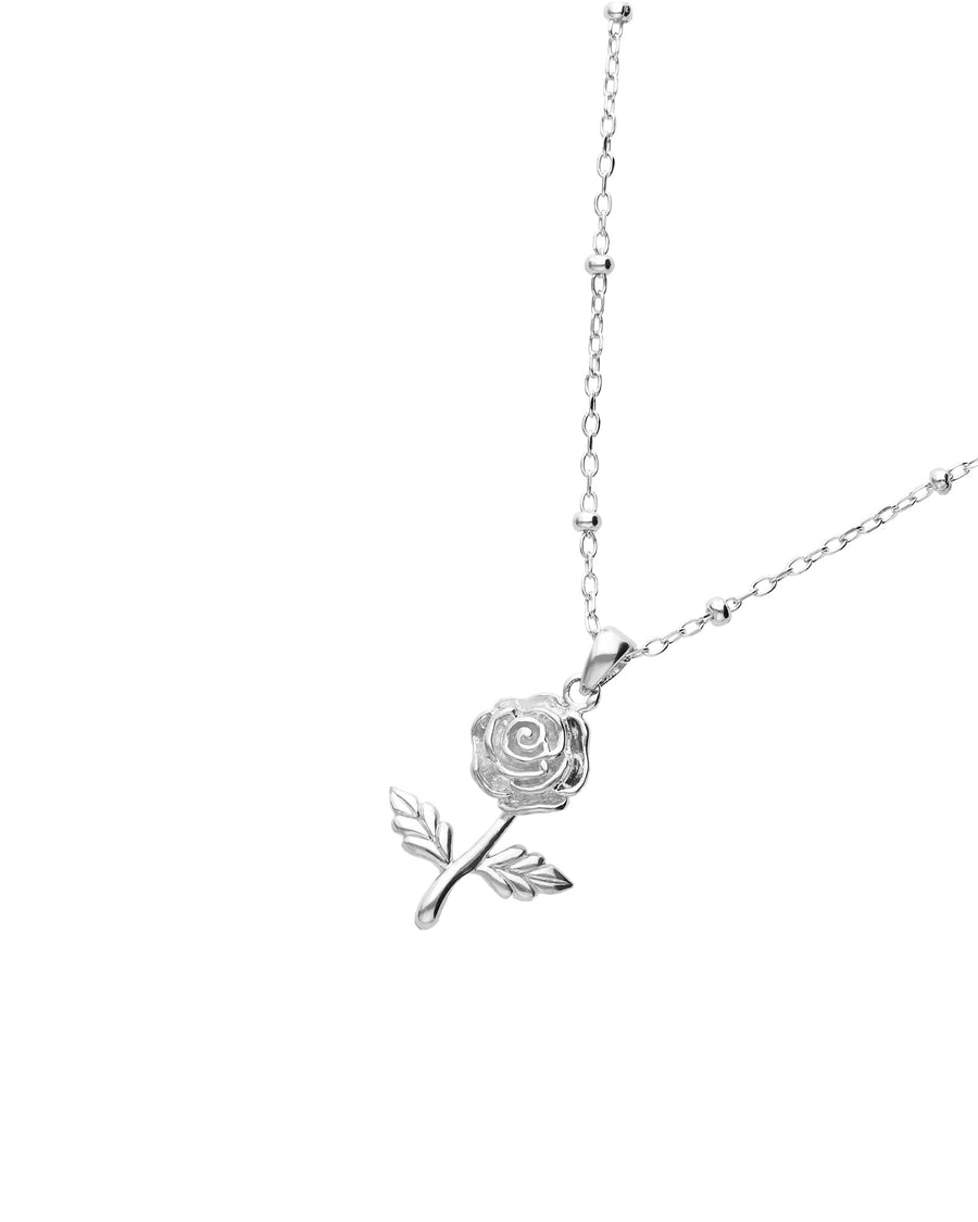 Tashi-Rose Necklace-Necklaces-Sterling Silver-Flower-Blue Ruby Jewellery-Vancouver Canada