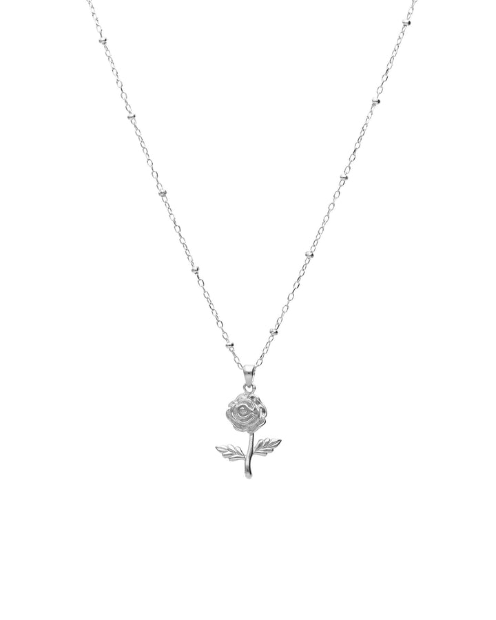 Tashi-Rose Necklace-Necklaces-Sterling Silver-Flower-Blue Ruby Jewellery-Vancouver Canada